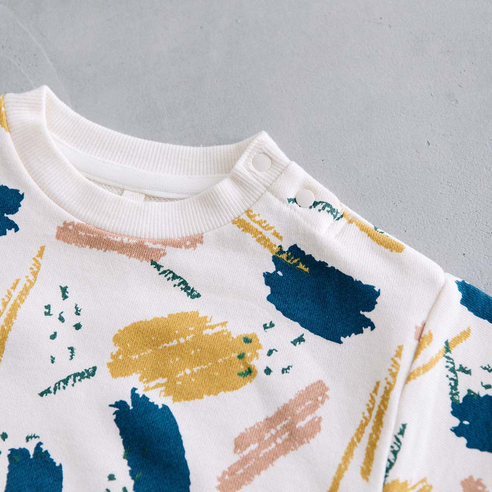 [t.] 総柄 裏毛 ロンパース