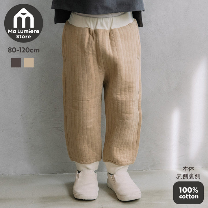 [t.] 裾リブ キルト パンツ