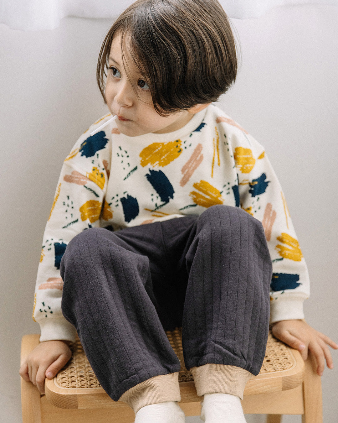 [t.] 裾リブ キルト パンツ