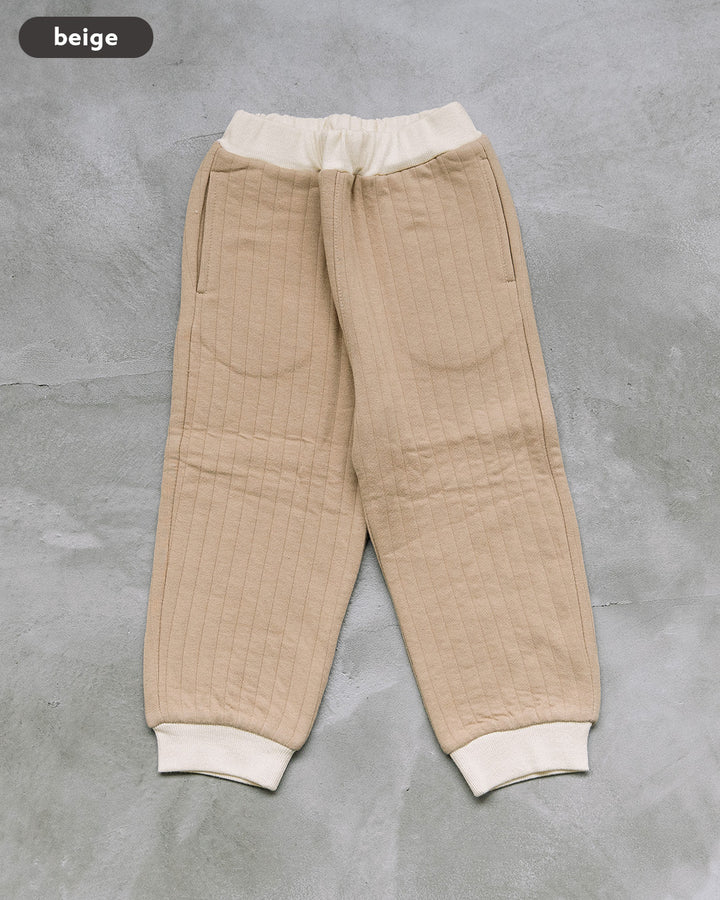 [t.] 裾リブ キルト パンツ