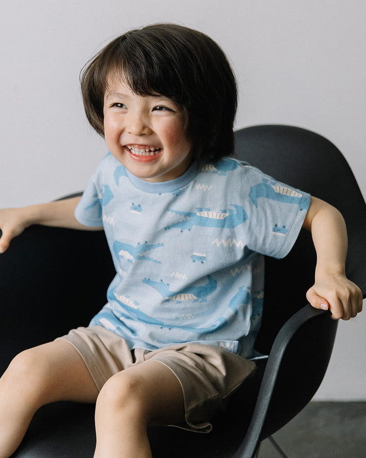 【TIMESALE】【新色追加】[t.] 総柄 ドルマン 半袖 Tシャツ